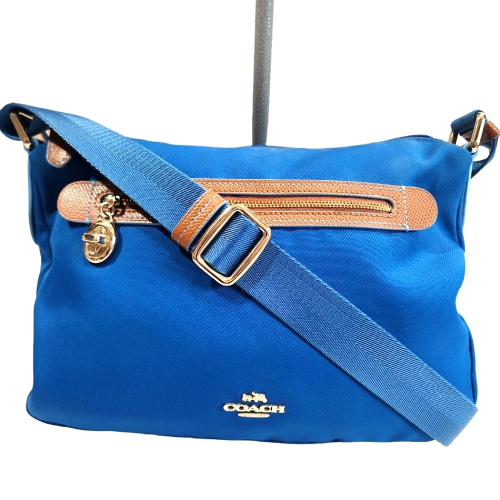 Coach F37239 Sawyer  Blue Canvas Crossbody Bag